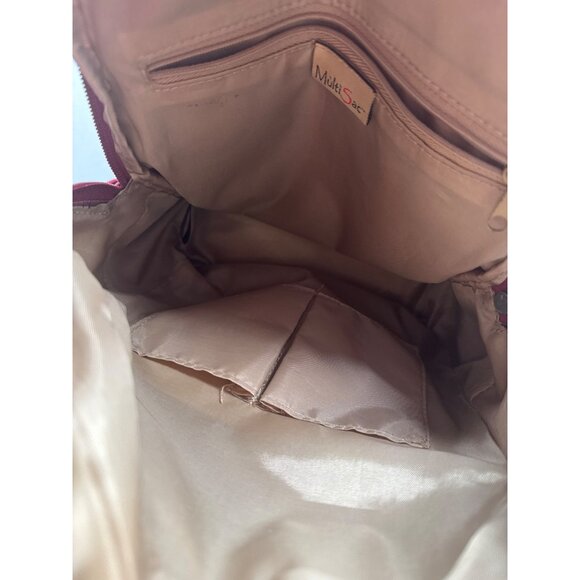 Multisac Red Maroon Faux Leather Mini Backpack Purse - Picture 14 of 16